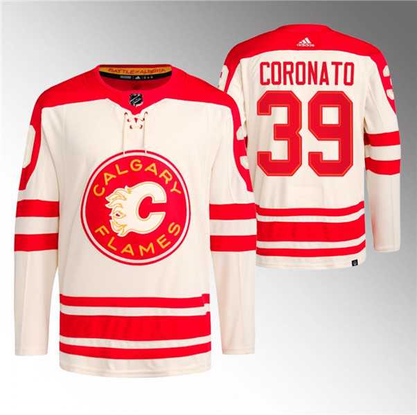 Men%27s Calgary Flames #39 Matt Coronato 2023 Cream Classic Primegreen Stitched Jersey Dzhi